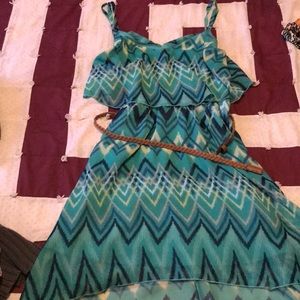 High low fancy teal dress